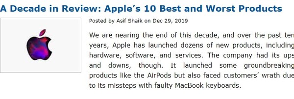 外媒評蘋果曩昔十年最好和最差的十大產品