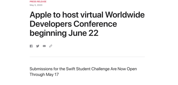 蘋果將在當(dāng)?shù)貢r刻6月22日召開虛擬全球開發(fā)者大會